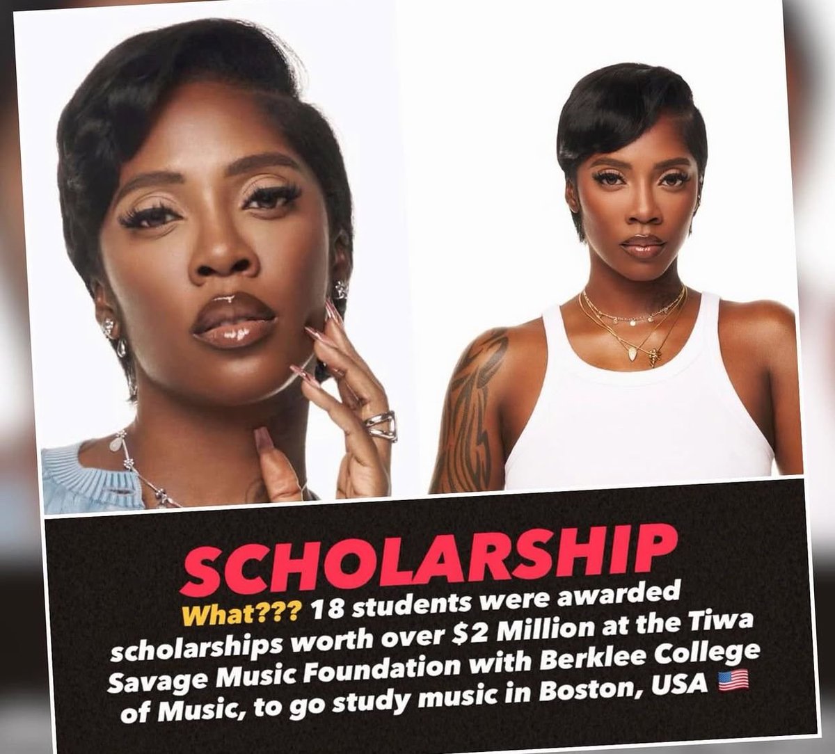 tungba1009fm's tweet image. 🚨At 18 #students have been #awarded scholarships worth over $2 million dollars through the Tiwa Savage @TiwaSavage Music #Foundation in partnership with the Barklee college of Music,to study music in #Boston USA