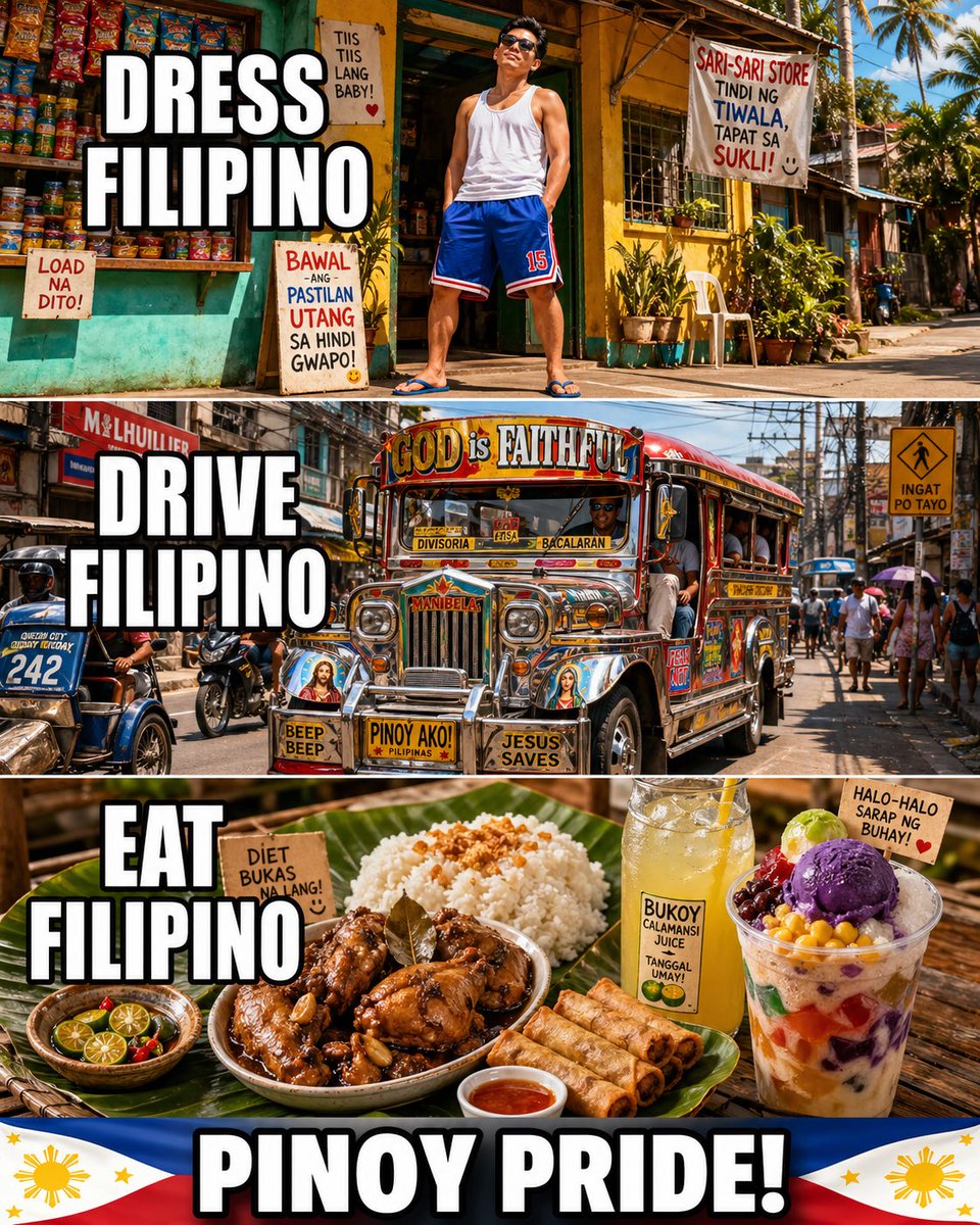 Dress Filipino

Drive like a Filipino

Eat like a filipino