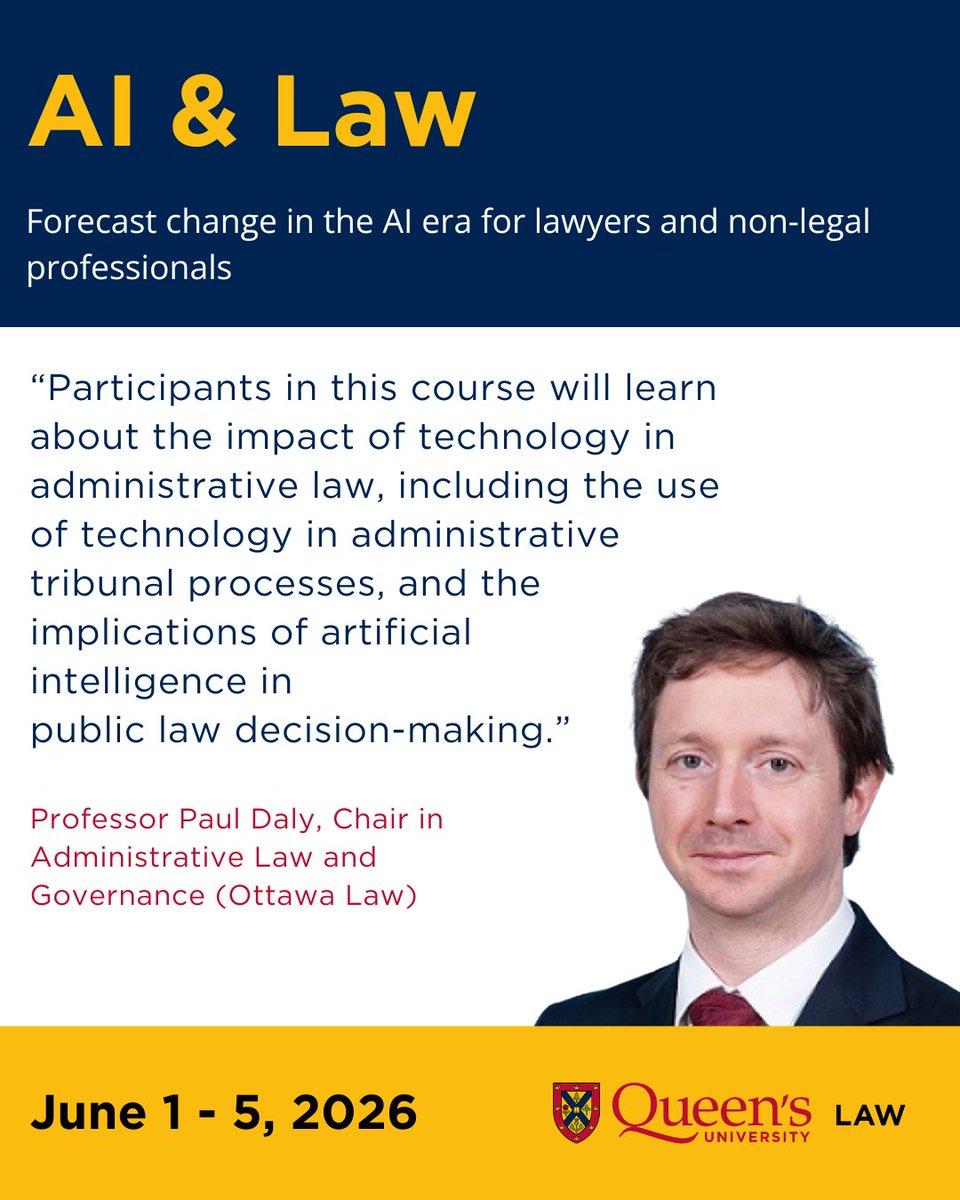 queensulaw's tweet image. AI is transforming how we deliver legal services. The AI and Law Intensive helps participants navigate these shifts — from hands-on AI research tools to the legal, ethical, and regulatory questions shaping the future. 

👉 Learn more: bit.ly/47uXudS  

 #LegalTech #AI