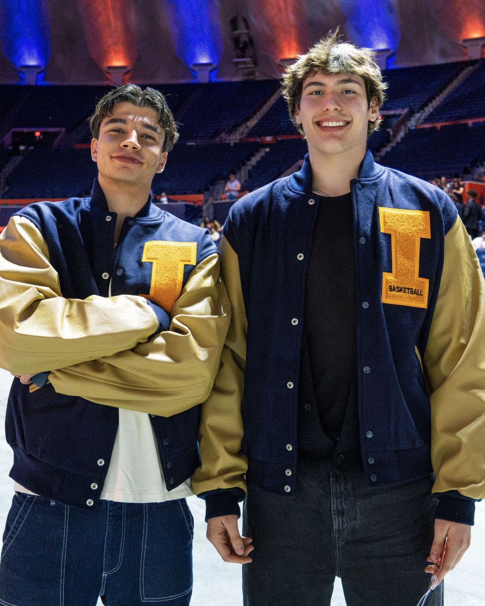 IlliniMBB's tweet photo. Something about putting on that Illinois letterman jacket for the first time. https://t.co/GaxQDCdGIN