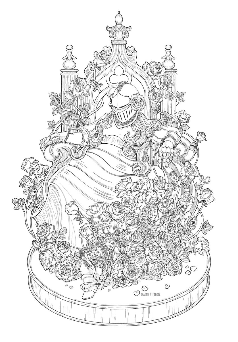 mattievictoria9's tweet photo. Because this drawing was worth so much effort and I’m not ready to move on from it quite yet, here is the lineart, which is a piece of artwork in and of itself! #lineart #ladyknight #darkart https://t.co/T0iZ1APFPG