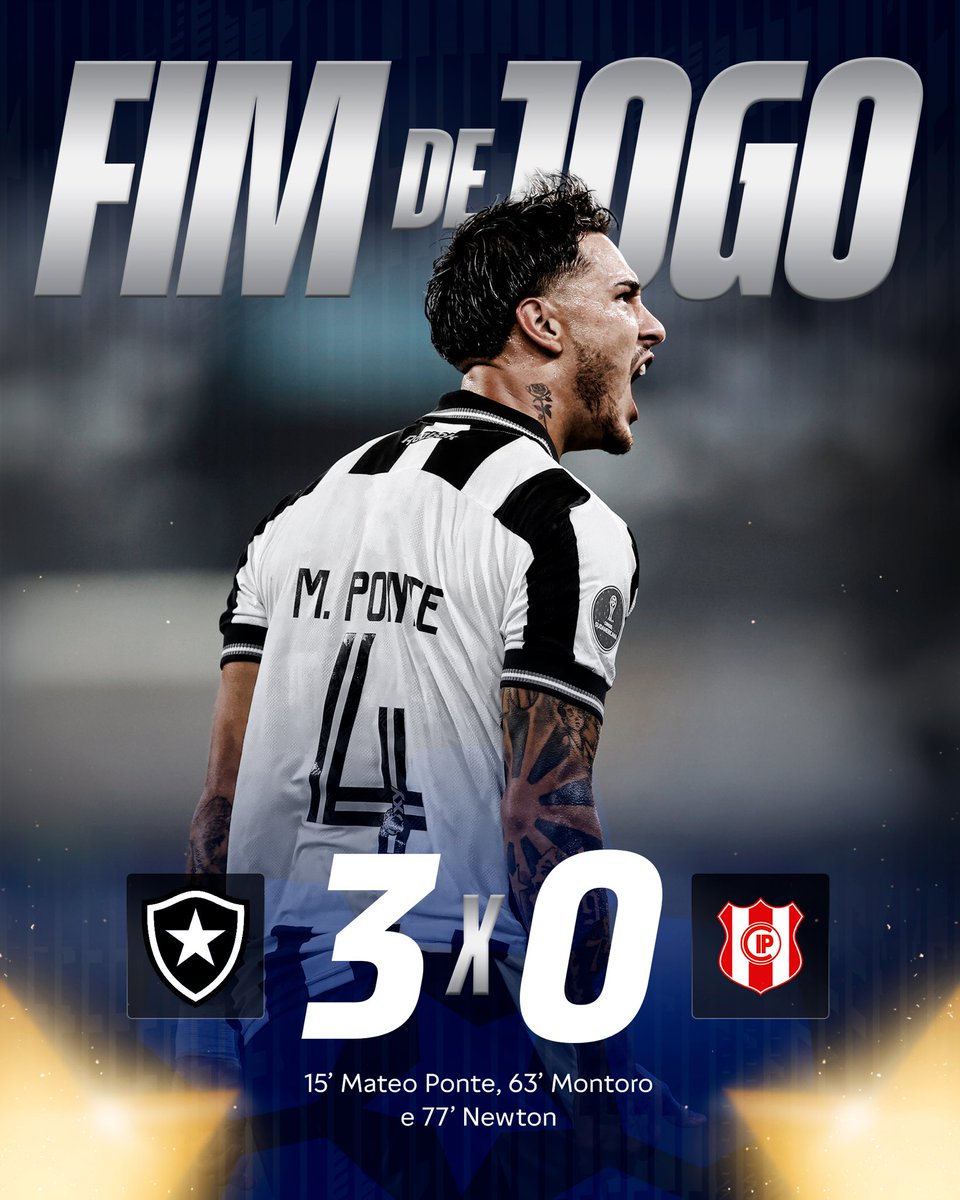DEU FOGO! 🔥🌎

Com gols de Ponte, Montoro e Newton, BOTAFOGO se impõe no Nilton Santos e vence o Independiente Petrolero! ⭐️💪🏾 #VamosBOTAFOGO 

SÁBADO É AQUI DE NOVO! Acesse botafogo.com.br/ingresso e garanta o seu lugar no jogo com o Remo! 🎫