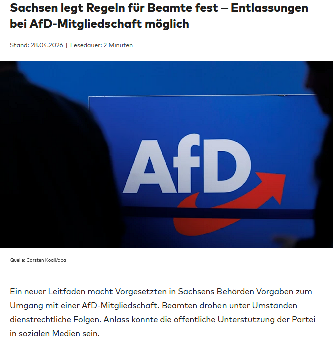 PeterBorbe's tweet photo. Ein Inlandsgeheimdienst markiert eine Oppositionspartei als Staatsfeind, die Folge ist, dass Beamten und Behördenmitarbeitern Repressionen drohen, wenn sie eine aktive Mitgliedschaft in der Partei haben. Schon eine öffentliche Unterstützung der Partei in sozialen Medien kann verhängnisvoll sein. Und das, obwohl es die größte Oppositionspartei im Land ist. 
Nein, wir reden hier nicht über Vorgänge in Lukaschenkos Belarus, sondern im deutschen Bundesland Sachsen. Das hat mit Demokratie absolut nichts mehr zu tun.
https://t.co/PPVdTKzlAL