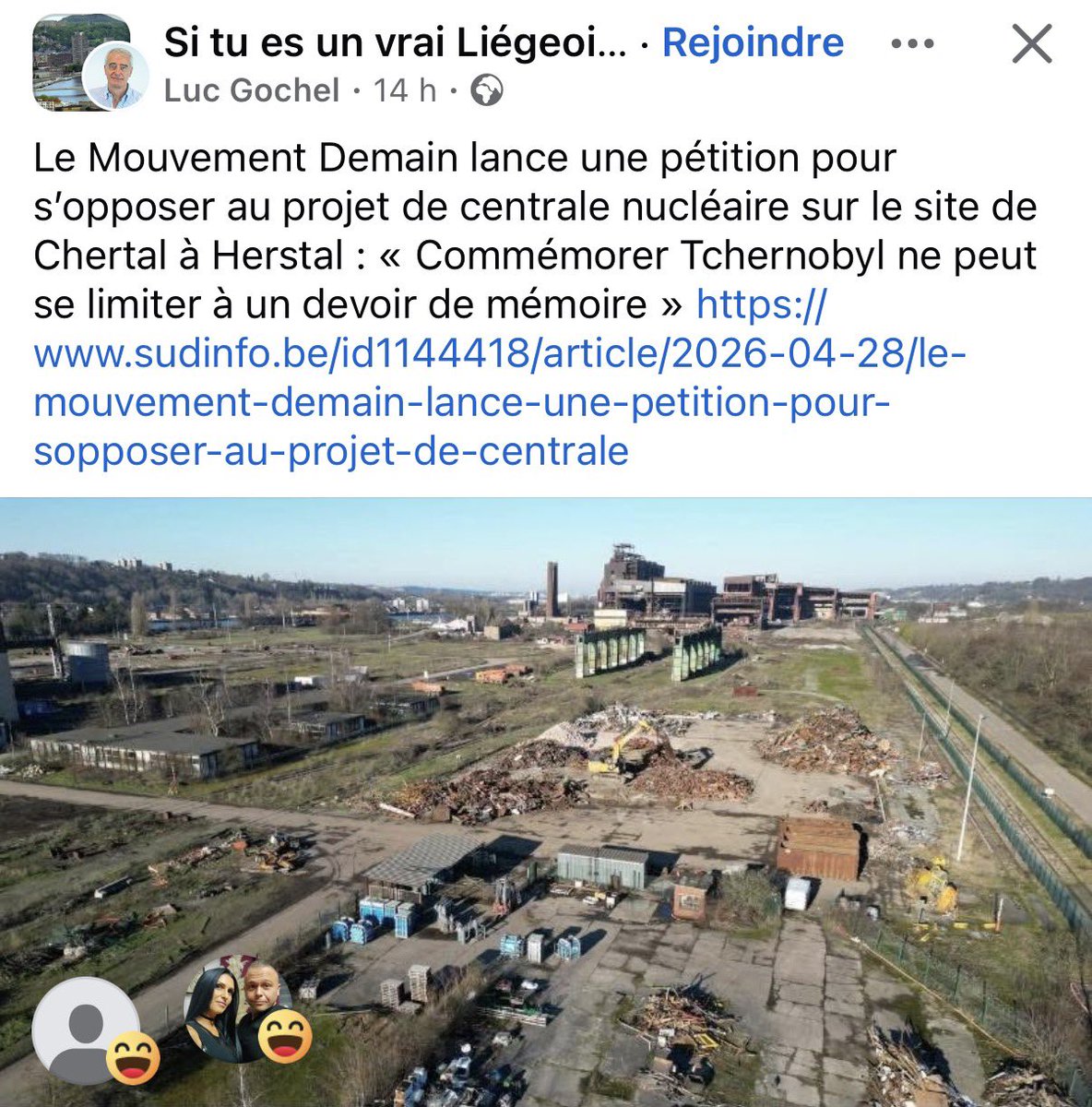 Hugues's tweet photo. Pfff des crétins du mouvement Demain (sic) lancent une petition pour s’opposer à un potentiel projet de centrale nucléaire à Chertal (herstal)
On a les idiots qu’on mérite il paraît
#nucleaire #saveNuke https://t.co/8Zc5rxCDDA