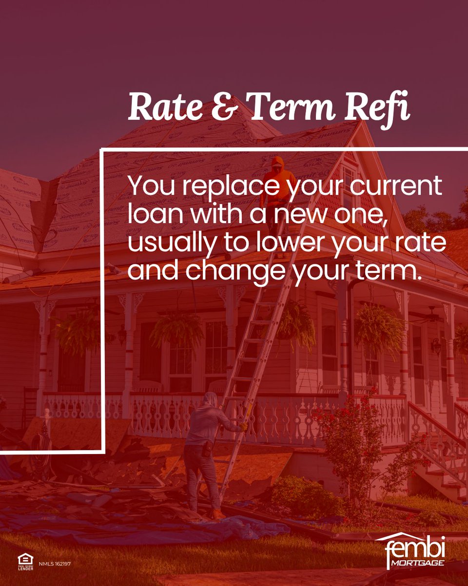 fembiloans's tweet photo. Not all refinances are the same. Some help you lower your payment. 💰Others help you access your home’s equity. 🔨The right option depends on your goals, and we’re here to help you figure that out. https://t.co/Yw56lpwOQY