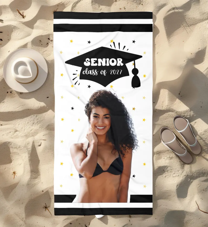 ServingPretty's tweet image. Very Gen Z. Very memory-core. 📸 Personalized Beach Towel, Senior Class of 2027, Custom #Graduation Photo, #PoolParty Flex, #Classof2027 Keepsake Gift 🏖️ etsy.me/3QxpmIF via @Etsy