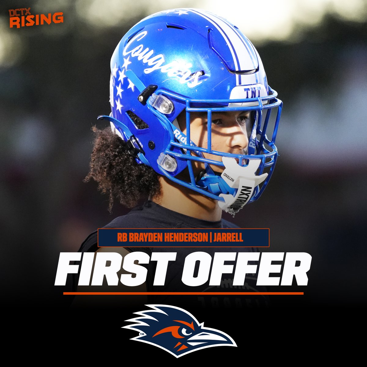 GPowersScout's tweet image. 🚨BREAKING🚨

Know the name... 2029 Jarrell RB Brayden Henderson has picked up his first offer from UTSA. #BirdsUp | #TXHSFB 

817 yards + 10 TDs as a freshman 👀
More on the way soon! 

@coachahaire @JarrellCougarFB 

Highlights: 
youtube.com/watch?v=ROQkH4…