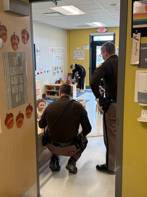 TrooperEser's tweet photo. Troopers made a special stop to visit some kids at Sunflower Child Care. I am not sure who enjoyed this visit more, the kids or the troopers! https://t.co/IFjXblknYV