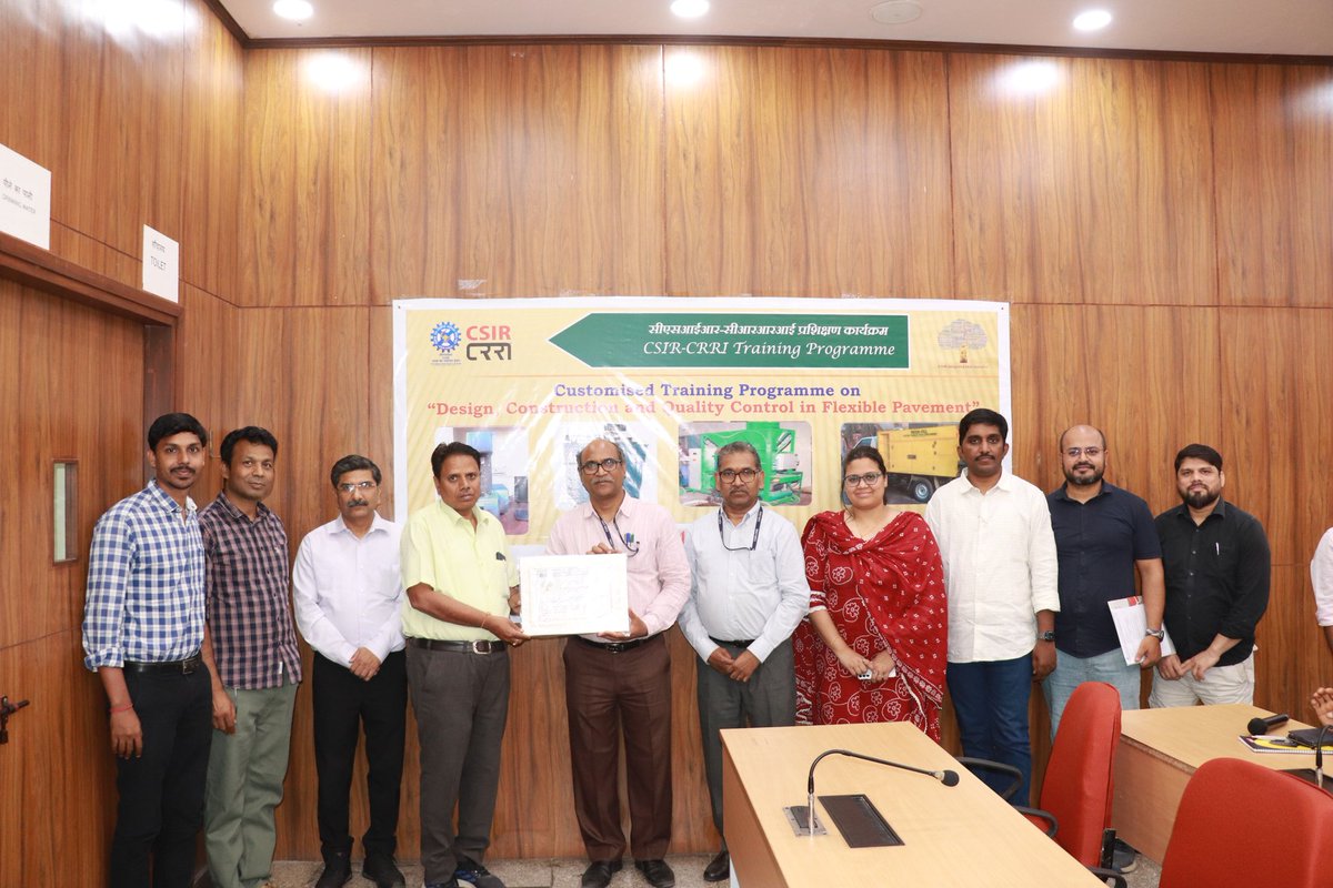 CSIRCRRI's tweet image. Delighted to inform a #Training program successfully conducted @CSIRCRRI on “Design Construction &amp;amp; Quality Control in Flexible Pavement” for MPPWD engineers, April 20-24, 2026
#skilldevelopment 
#CRRI #MPPWD