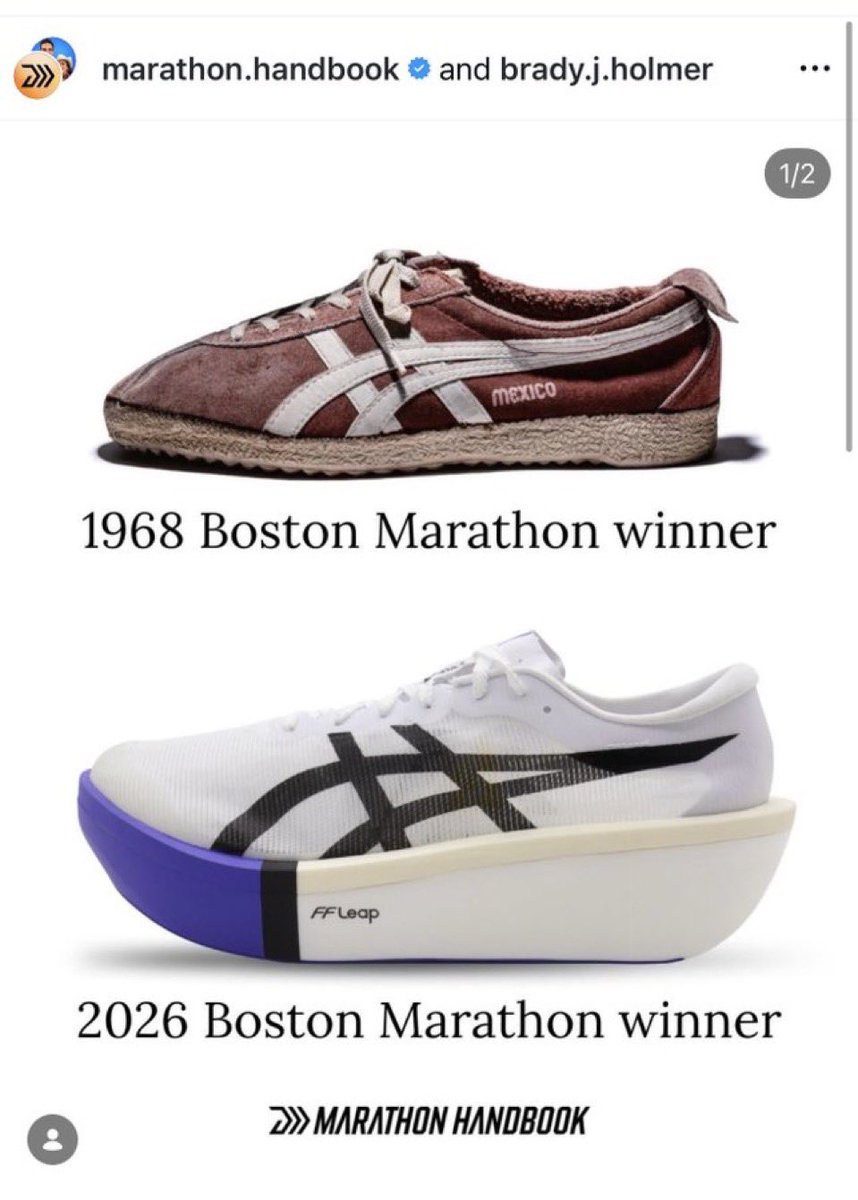 jsgalvez's tweet image. Asi las cosas en el mundo del Running por el paso de los años. 

Cc: @MarathonHB

#bostonmarathon #adidas