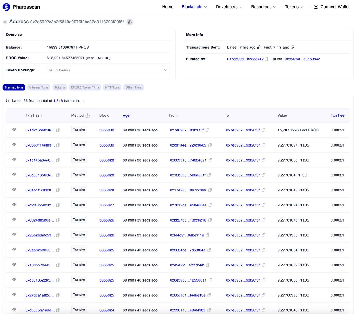 nom0refomo's tweet photo. A few words about Pharos...

What a beautiful farm: 1,800+ wallets that pulled in over 15k $PROS today. 

https://t.co/fBq9YFjj09

Meanwhile, the vast majority of real testers got “not eligible” for today’s airdrop. This farmer clearly knew not to overdo it and stopped making transactions 100 days ago. 

A quick check via Pharoshub shows these wallets didn’t even touch dapps on the Atlantic testnet – just basic token transfers.

How did thousands of wallets with no activity on real networks and barely any activity on testnet get the airdrop, while real users got nothing? 

@pharos_network @Pharos_Intern @Pharos_FDN 

The screenshots show the claimed airdrop being aggregated from farm wallets into a main wallet, as well as stats of a typical farm wallet on Pharoshub and Pharosscan.

And this is far from the only farm like this.