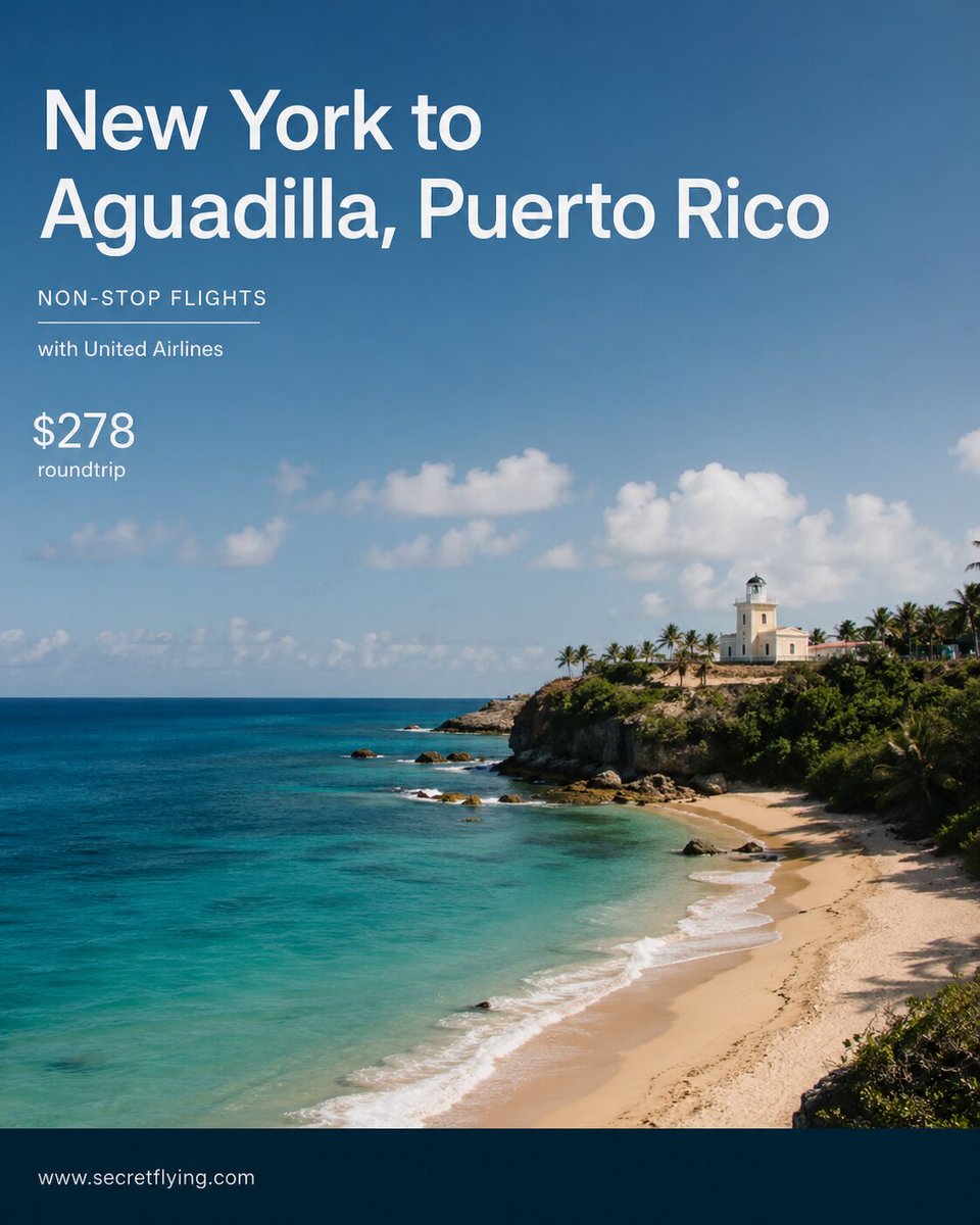 SecretFlying's tweet image. Non-stop from #NewYork to Aguadilla, Puerto Rico for only $278 roundtrip with United Airlines #TravelTuesday

secretflying.com/posts/new-york…