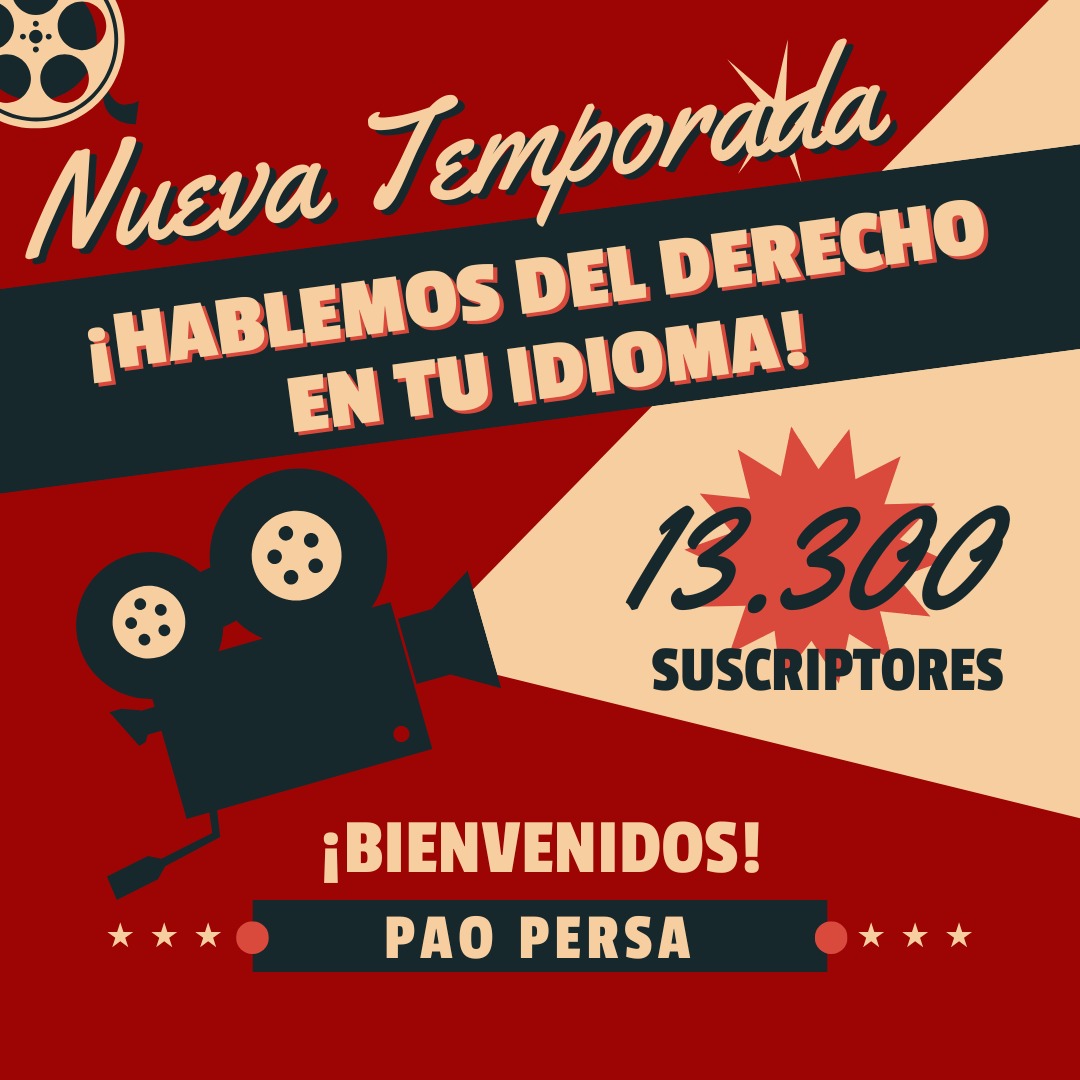paopersa01's tweet image. 🎞️📽️¡HABLEMOS DEL DERECHO EN TU IDIOMA!-¡NUEVA TEMPORADA! 🎞️📽️
¡Únete!
Nuevo video TODAS las semanas
Suscríbete a mi canal de youtube en el siguiente enlace:
👇👇👇👇
youtube.com/c/SoyAbogada?s…

¡Ya somos una comunidad de más de 13.300 suscriptores!

#abogados #abogado #influencer