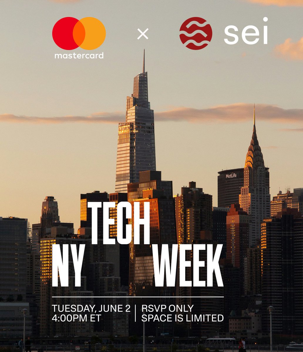a16z’s <a href="/Techweek_/">Tech Week</a> is where the future of tech and finance is defined.

It's where Sei x <a href="/Mastercard/">Mastercard</a> will be coming together to introduce a new evaluation framework for financial services in an onchain world.

The standards for finance are being rewritten in real time.

RSVP ↓