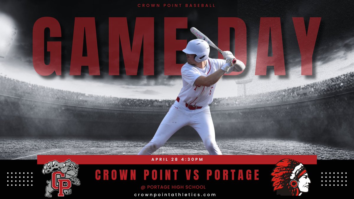 CPHSSports's tweet photo. DAC grind. Road test. No let up. 🐾⚾
Crown Point Baseball heads to Portage for a conference clash with first pitch at 4:30 PM.
Barrels loud. Gloves sharp. Take the series mindset. 🔴⚪ #GoDogs #CPBaseball https://t.co/ik9WvzDxpJ