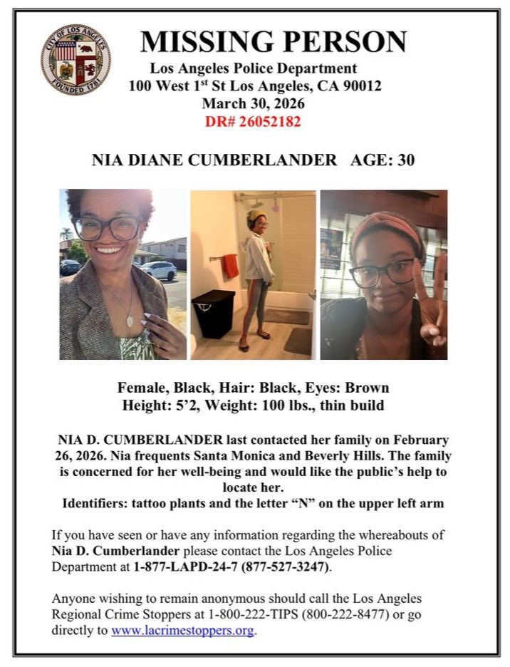 ure_too_close's tweet image. 🚨Nia D Cumberlander #Missing in #LA #LosAngeles #SantaMonica #WestLA #BeverlyHills #SFValley #OC #IE @LAPDHQ 1-877-527-3247