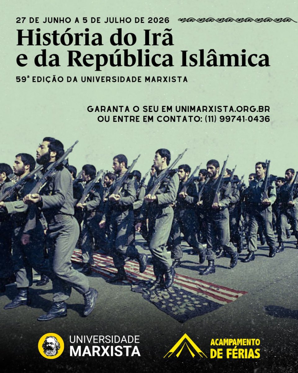 UMarxista's tweet photo. Em meio à guerra travada contra o Irã e à resistência do país à ocupação norte-americana do Oriente Médio, o Partido da Causa Operária (PCO) prepara seu curso de meio de ano da Universidade Marxista com um tema diretamente ligado aos acontecimentos mais importantes da situação + https://t.co/v6pNBcdX7E
