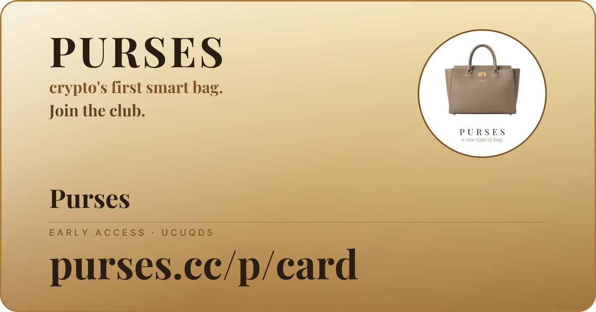 pursescc_'s tweet photo. Verifying my early access card on Purses. Code UCUQD5. Join the club. https://t.co/gy4eLfovoi