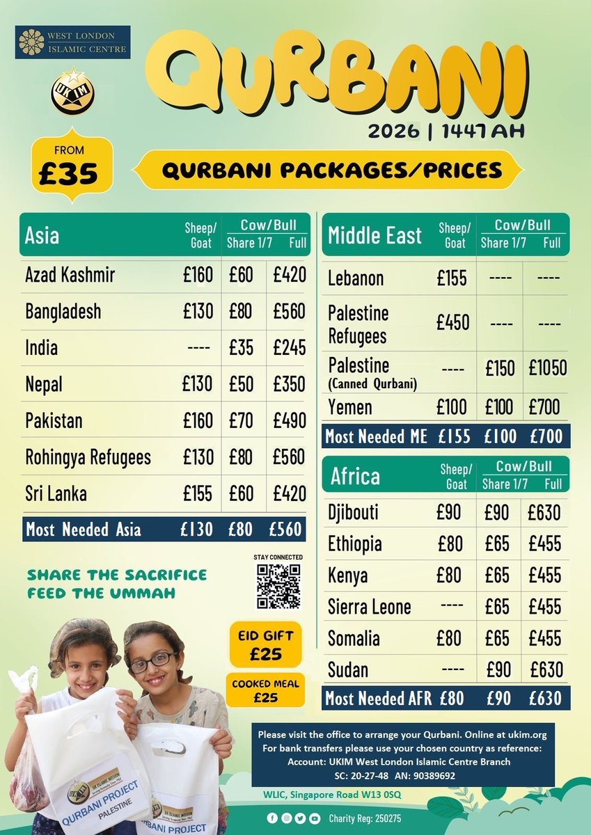 wliconline's tweet image. Please visit the WLIC centre office to arrange your Udhiyah/Qurbani 2026 and support the Ummah. Jazakallah’Khair.

#Qurbani #Qurbani2026 #Support #WLIC #Udhiyah