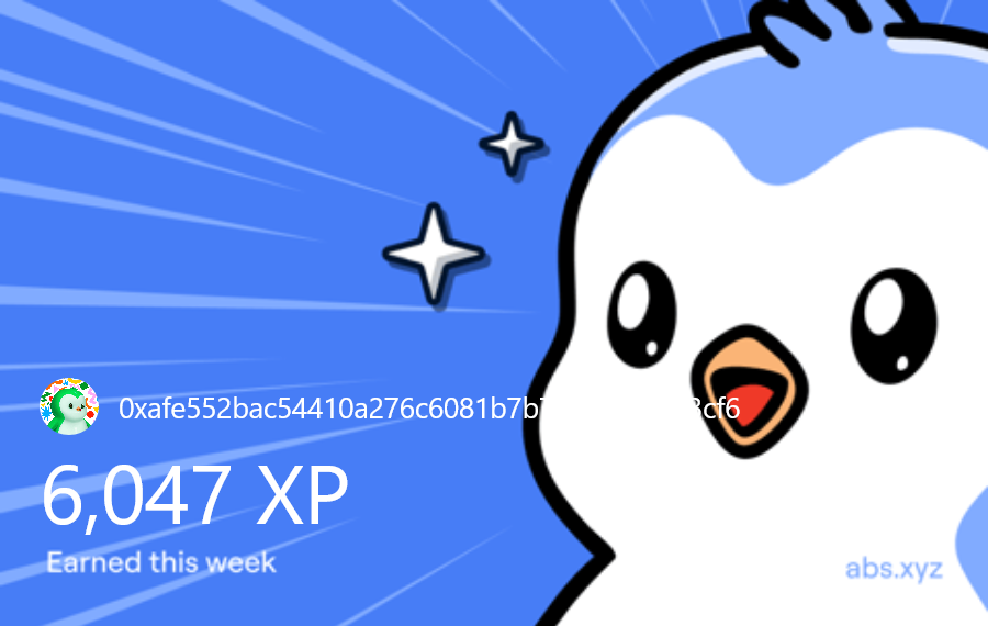 I just earned 6,047 XP on <a href="/AbstractChain/">Abstract</a>! 🎉