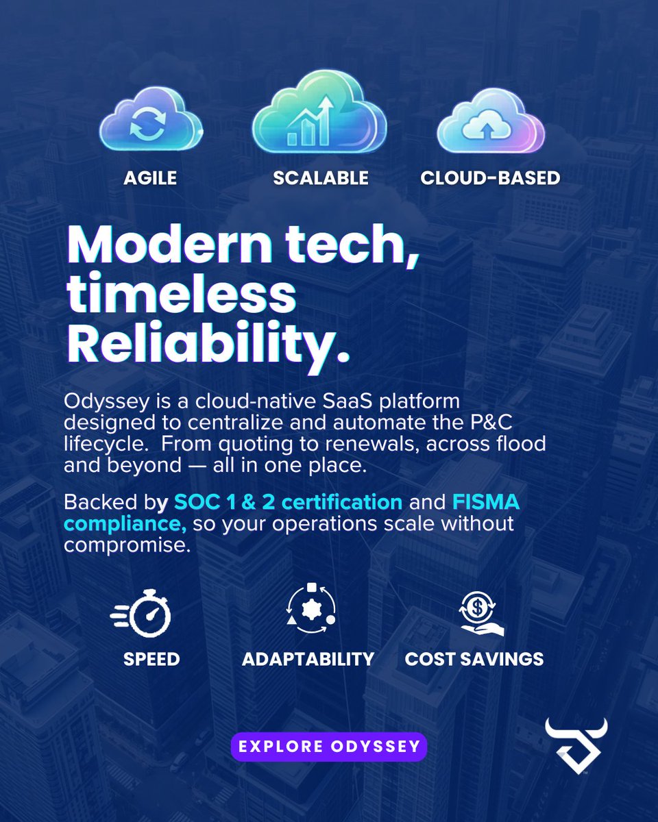 TaurusFlood's tweet image. Reliability starts with modern infrastructure 🏗️

Odyssey replaces outdated systems with a flexible, cloud-based platform—giving you full visibility into risk and workflows.

Modern tech. Timeless reliability.

👉 Explore Odyssey
🔗 thinktaurus.com/book-demo

#InsuranceIndustry