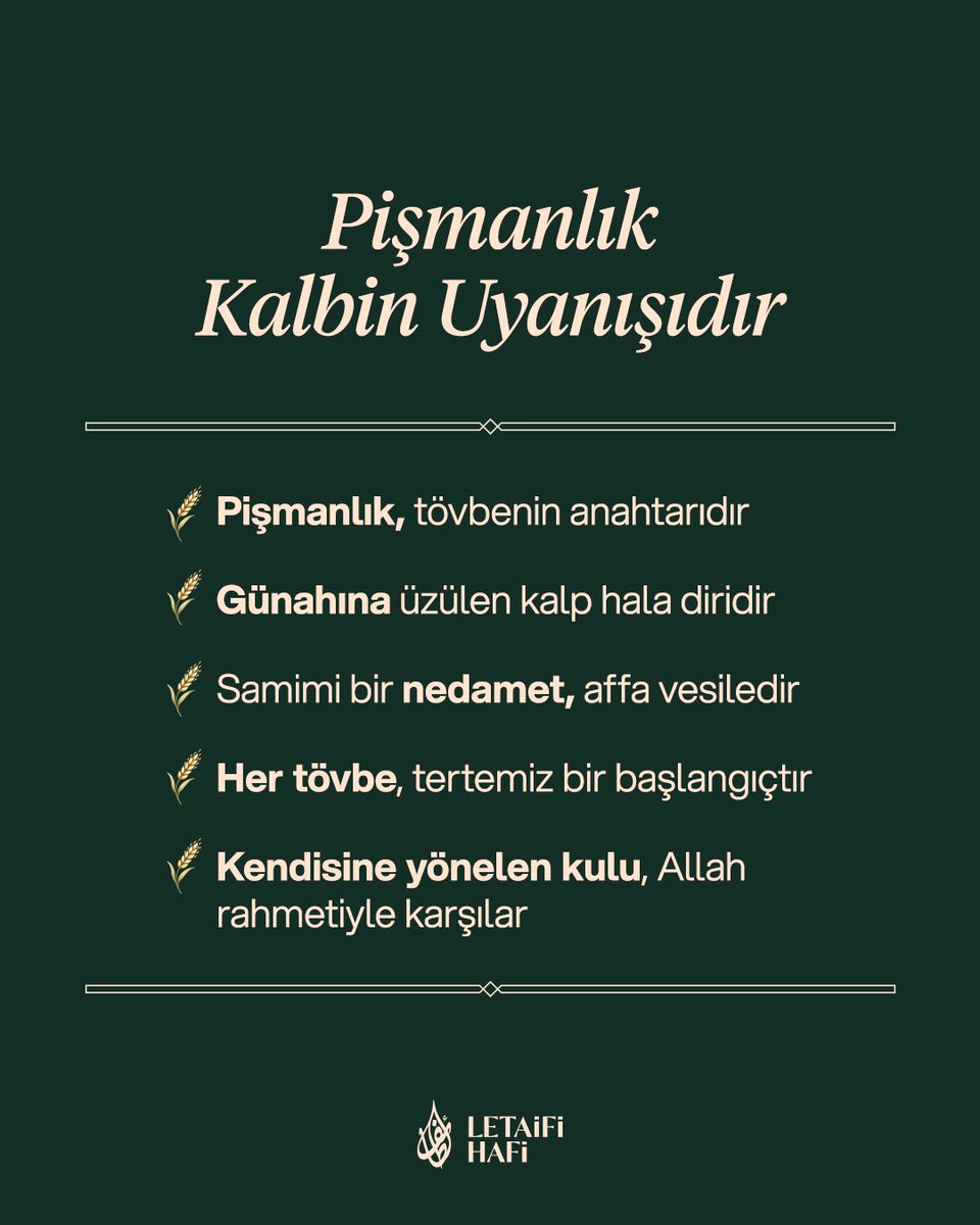 LetaifiHafi's tweet photo. Allah (c.c), kendisine yönelen kullarına karşı her zaman bağışlayıcıdır

De ki: “Ey kendilerinin aleyhine aşırı giden kullarım! Allah’ın rahmetinden ümidinizi kesmeyin. Şüphesiz Allah, bütün günahları affeder. Çünkü O, çok bağışlayandır, çok merhamet edendir

Zümer, 53. Ayet https://t.co/6sOGc4fnX4