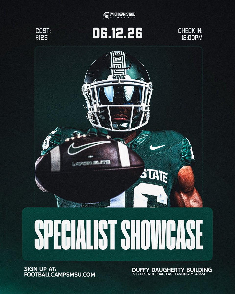 dimapetrovkicks's tweet image. Thank you @CoachRobMSU for the personal invite to the @MSU_Football Specialist Showcase!
#GoGreen

@CoachLenson