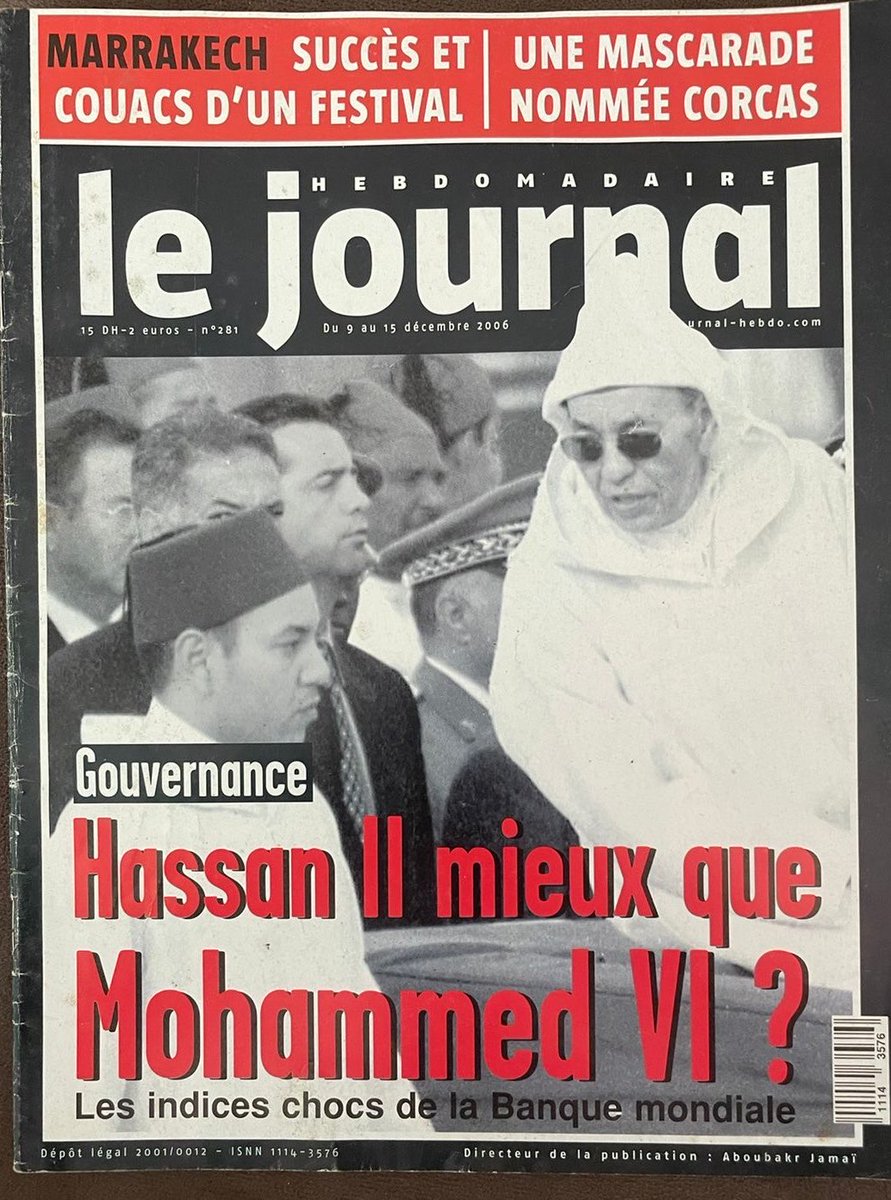 clearpolitics_'s tweet photo. Gouvernance : Hassan II mieux que Mohamed VI ? Les indices chocs de la banque mondiale. Le journal Hebdomadaire n281 du 9 au 15 décembre 2006 https://t.co/7I5iI7ef4v