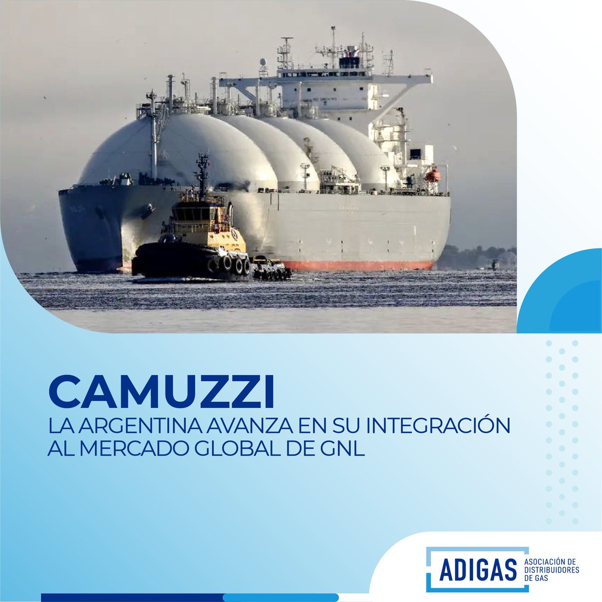 ADIGASARGENTINA's tweet photo. Camuzzi Gas Inversora y Vitol firmaron un acuerdo para el desarrollo de LNG del Plata.
Esta iniciativa representa un paso estratégico para posicionar al país como un proveedor competitivo y confiable de este recurso a nivel internacional. https://t.co/CEzBDQztlU