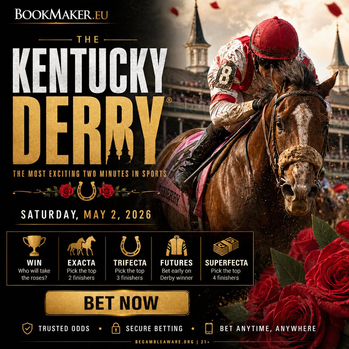 bookmaker_eu's tweet photo. Kentucky Derby Matchups 🏇

Renegade -123 vs Commandment -107
Renegade -155 vs The Puma +123
Chief Wallabe -125 vs Further Ado -105

Pick your winners. Cash your tickets. 💸

Bet Here https://t.co/PNaZSzqQjy https://t.co/37GWWRBaPi