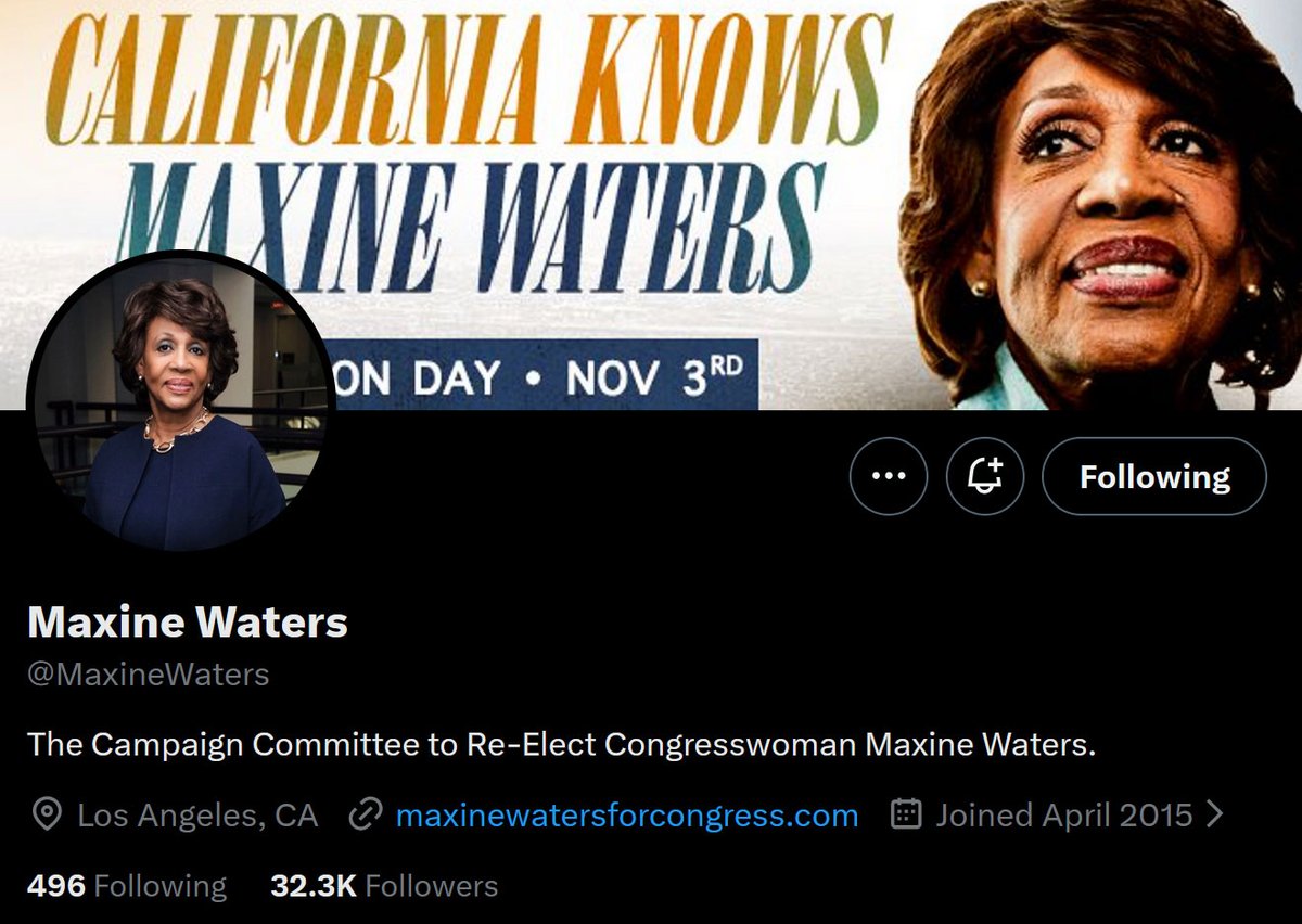Rob Pyers Huh. Either 87-year old CA43 incumbent Maxine Waters hasn't had a ...