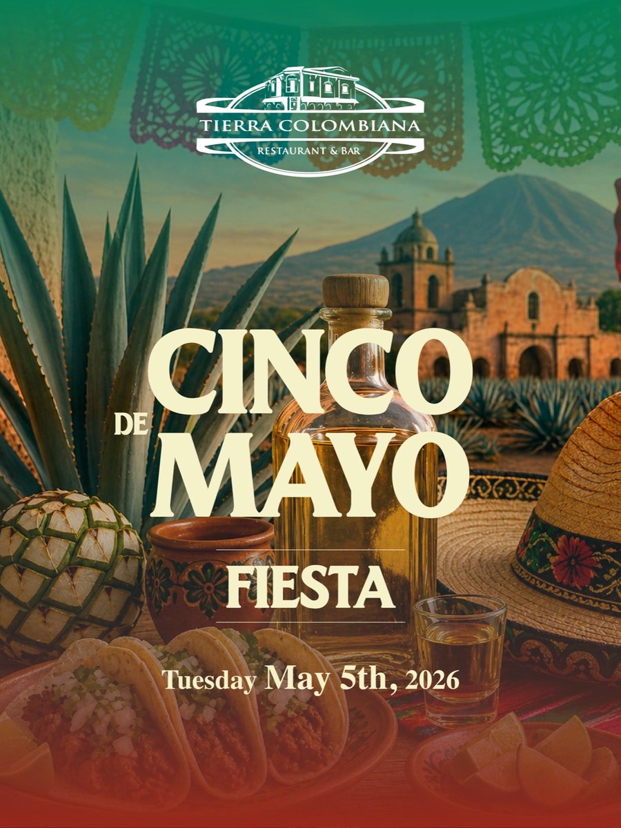 TCrestaurant's tweet photo. 🇲🇽🌮 Este 5 de mayo celebra con nosotros al puro estilo mexicano. Disfruta de tacos, nachos, margaritas, tequila y cervezas bien frías 🍻.

🎶 Tendremos música en vivo desde las 6:00 PM. Te esperamos en Tierra Colombiana para vivir un día lleno de sabor y alegría. ✨ https://t.co/xrxc9rWaNe