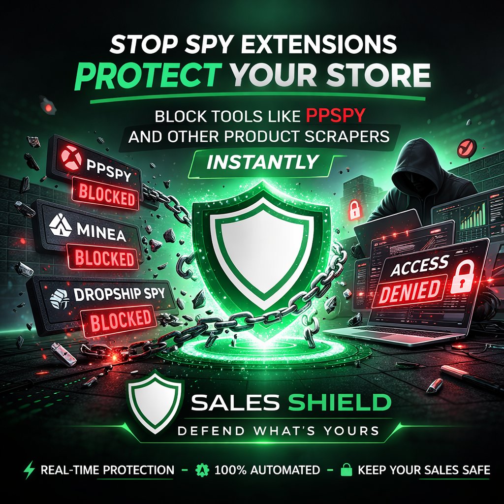 SalesShield's tweet photo. Most stores don’t even realize they’re exposed

Sales Shield changes that!

Block access
Hide your data
Stop competitors before they copy you

🚫 No more spying
🛡 Full store protection
⚡ Instant activation

#shopify #ecommercegrowth #yampi #tiendanube #dropshipping #onlinestore https://t.co/yDooU8XJXe