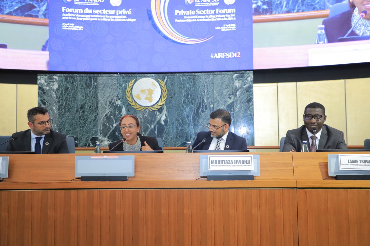 GGGIAfrica's tweet image. At the 12th Africa Regional Forum on #SDGs, Lamin Trawally, @GGGIAfrica's Sustainable Finance Lead, joined experts to discuss how bonds, blended finance models, and innovative debt instruments can mobilize greater private capital for Africa’s green and inclusive growth agenda.