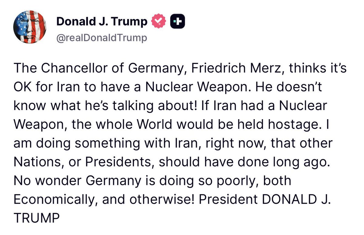 PhumlaniMMajozi's tweet image. President Trump’s message to German chancellor this evening. #economy #geopolitics #markets #politics