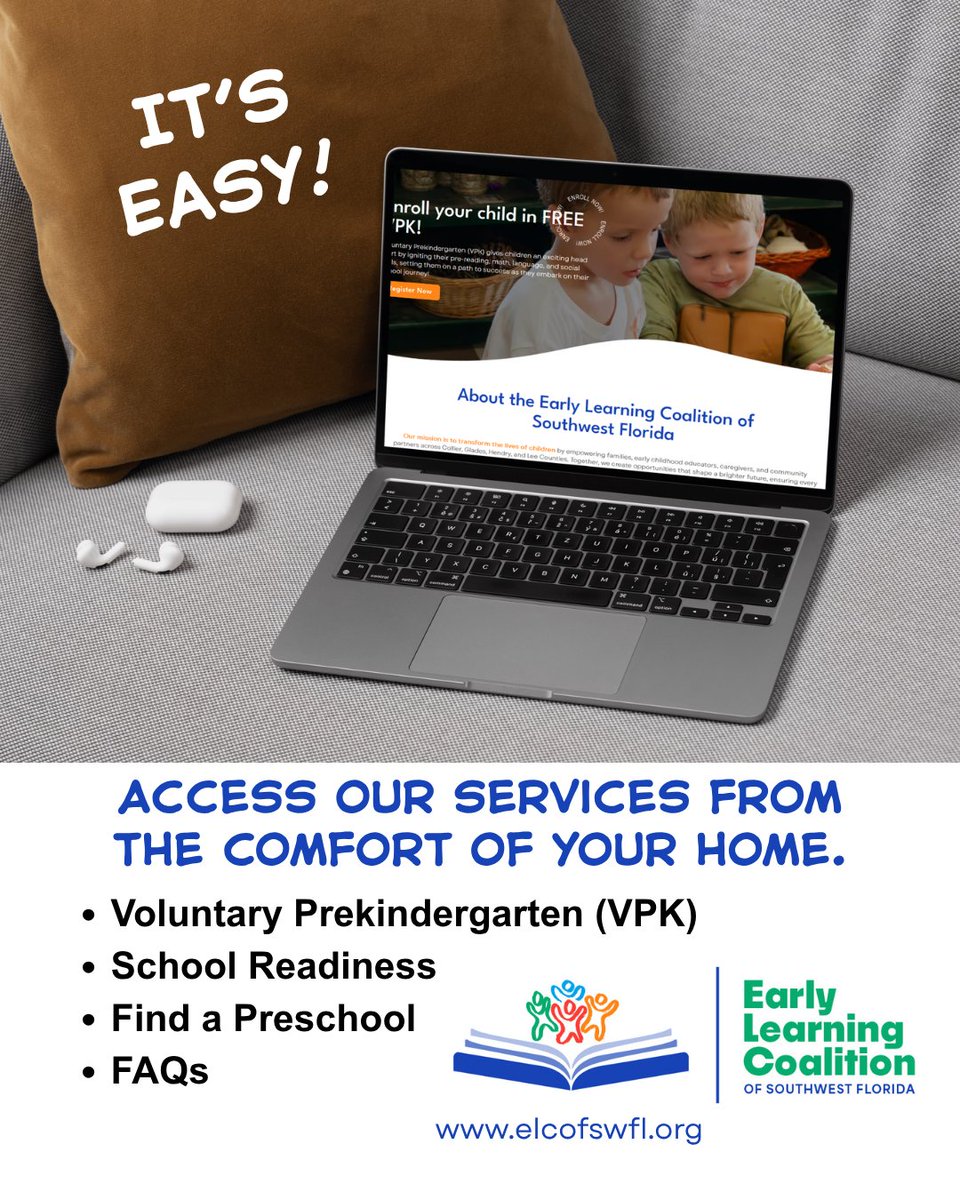 ELCSWFL's tweet image. Most of our services can be accessed from your computer, tablet or phone from the convenience of your home. It's easy! #earlyed