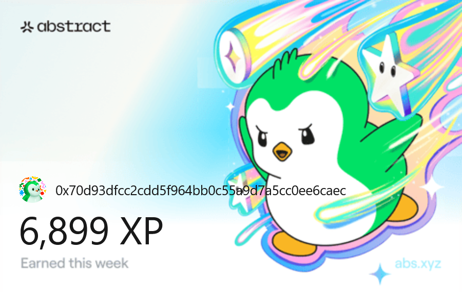 Gara4king's tweet photo. I just earned 6,899 XP on @AbstractChain! 🎉 https://t.co/LyZrAw9sKP