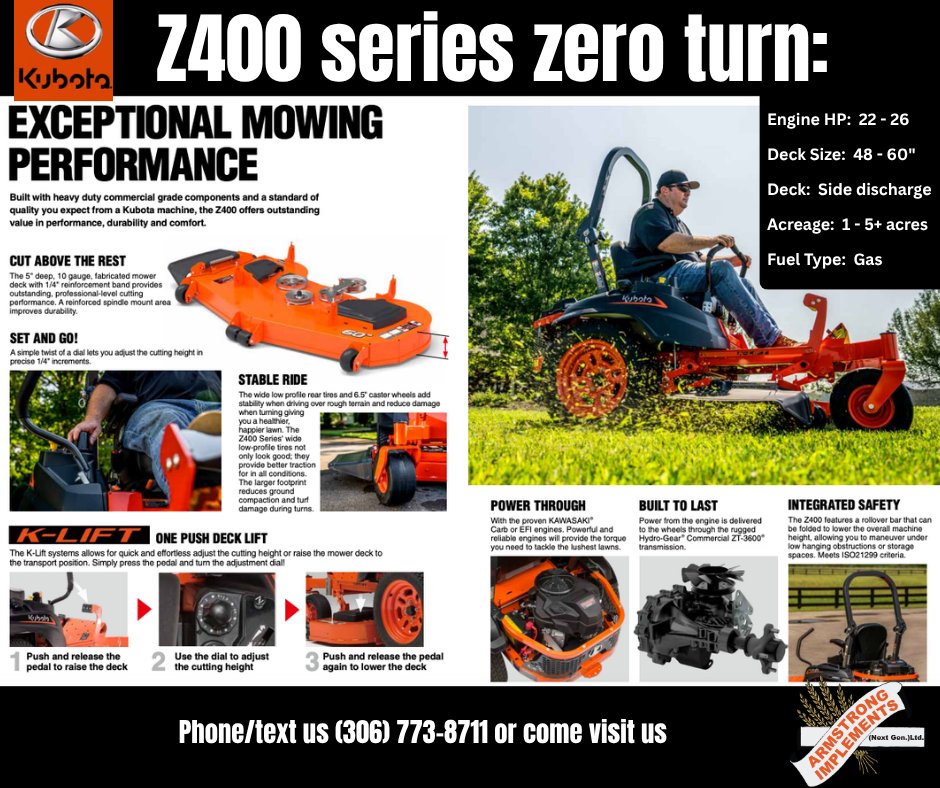 Armstrong_Imp's tweet image. #KubotaCanada #KubotaZ400 #ZeroTurnMower #MowerSeason #LocalDealer