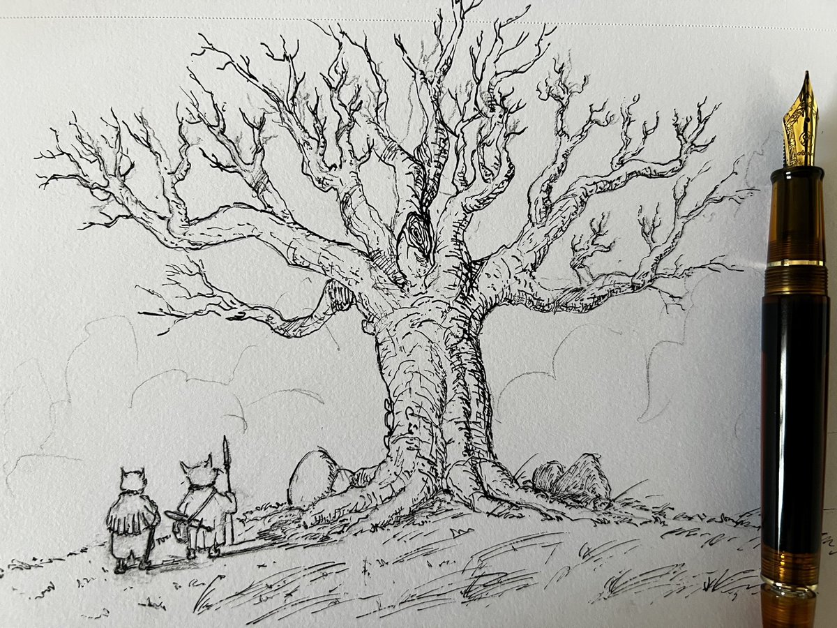 gudupost's tweet image. Hi everyone, looking to get into watercolor again, should I do it with this drawing?

#art #drawing #ink