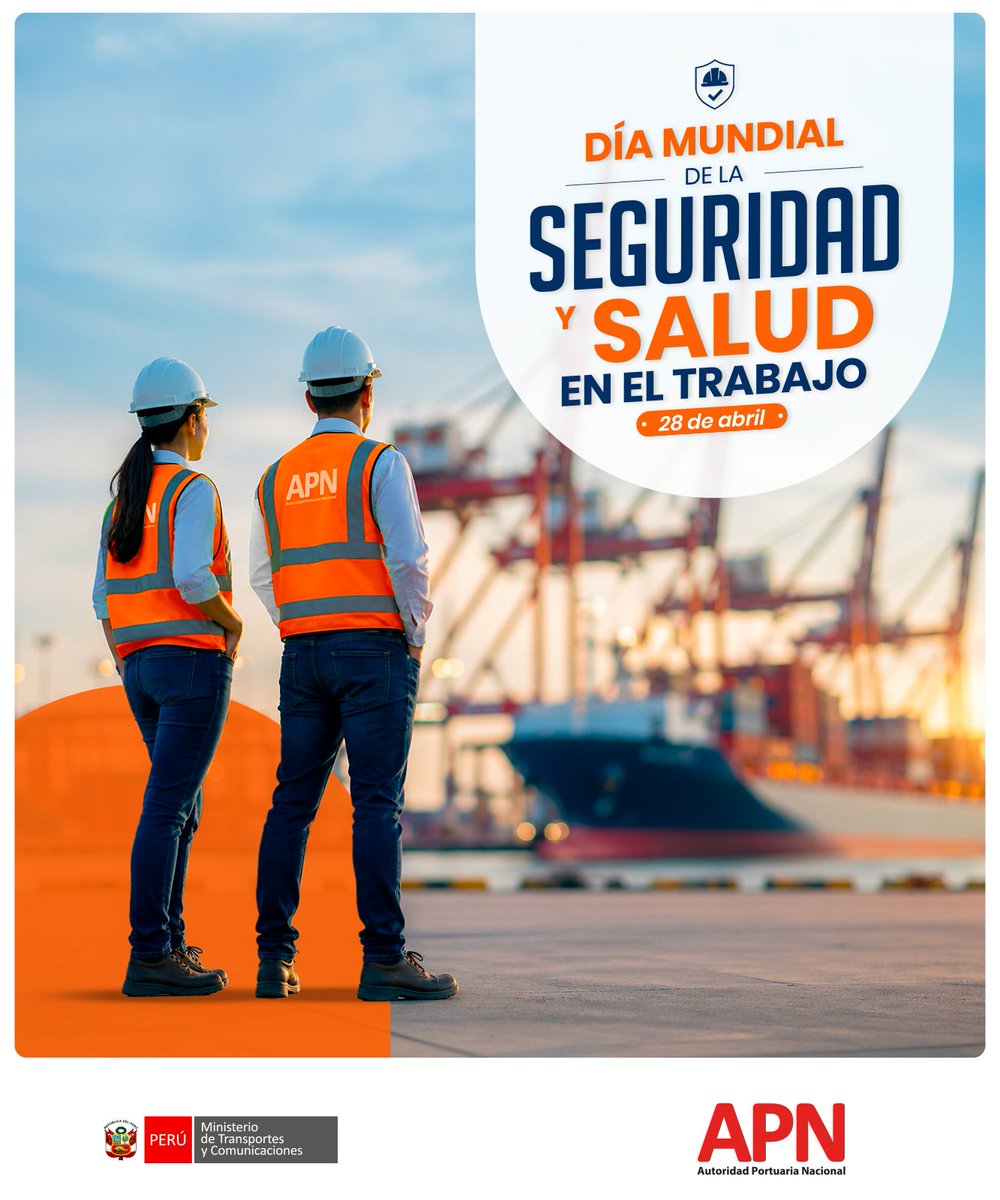 APN_PuertosPeru's tweet image. 📌 En el marco del Día Mundial de la Seguridad y la Salud en el Trabajo, este 28 de abril, desde la #APN, entidad adscrita al #MTC, nos sumamos al llamado de la Organización Internacional del Trabajo (#OIT), que este 2026 pone énfasis en la salud mental y el bienestar laboral.
