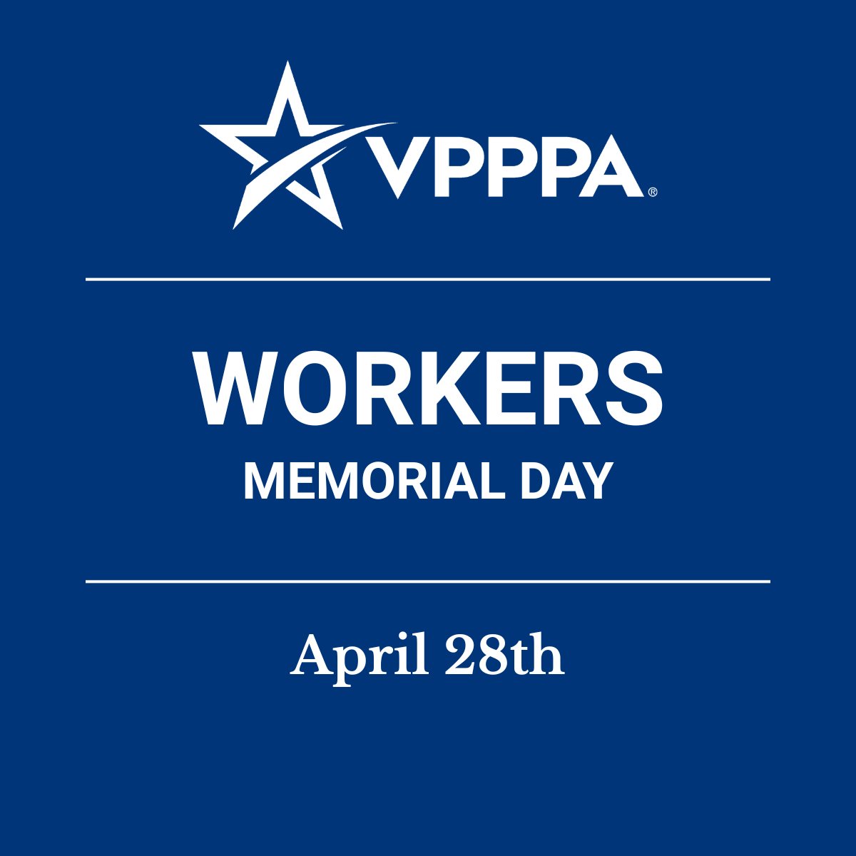 VPPPA's tweet photo. Today, and every day, we pause to honor and remember workers who paid the ultimate price while on the job. May their memories, and the pain of loved ones who can never fill that void, serve as a stark reminder about why we commit to creating safer workplaces.
 
Every statistic is a person with a family who will never see their loved one again. Every fatality is a future unrealized. We share the responsibility of making sure our workers go home safe at the end of every shift, every day. It's our tribute to them.
 
#WorkersMemorialDay