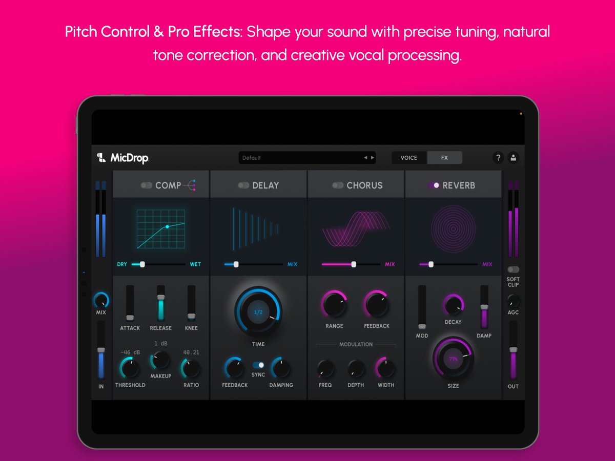 SoundlabsAI's tweet photo. ICYMI: MicDrop for iPad is officially live. Real-time AI voice transformation, 80+ voices and instruments, and full Core ML acceleration. All on the device in your hands.
Create anywhere. Transform anything.

✅ 80+ High Fidelity Models
✅ Change Your Voice To Any Voice or Instrument
✅ The Highest Quality Realtime Vocal Transformer
✅ First Real Time Plugin That Works in any DAW
✅ Change the Melody of the Vocal by Playing the Keyboard with MIDI Control

👉 Download now and start making magic. Head to https://t.co/hAFwEK3ITK or click the link in our bio 🚀

#micdrop #ipadmusic #ipadmusician #aivocalchanger #daw