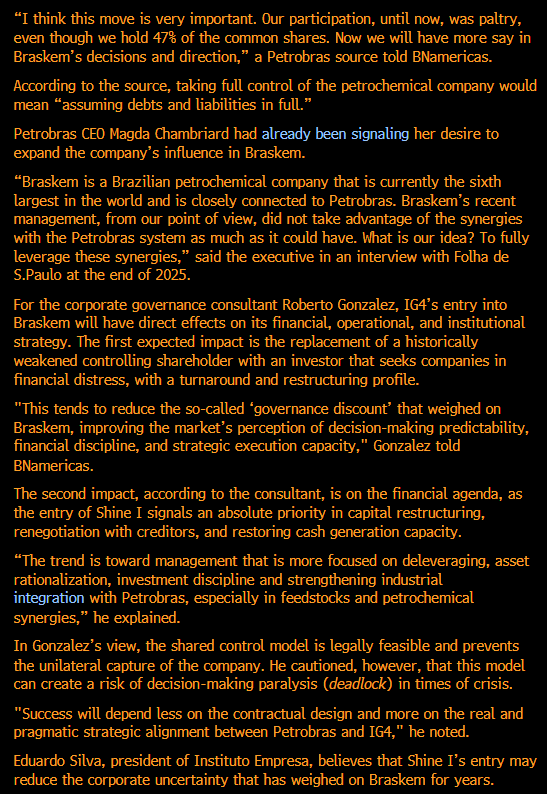 jeremie0117's tweet image. Really interesting Bloomberg article on Braskem below, definitely worth a read if you’re interested in the stock. $BAK $BRKM #Brazil #Chemicals