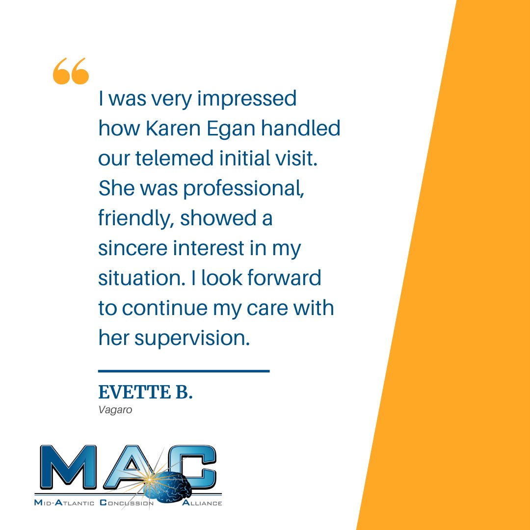 MAC_Alliance's tweet image. This week's #TestimonialTuesday includes a shoutout to #ConcussionSpecialist Karen Egan MSN, AGNP, CIC. We are always humbled by reviews like this from our patients.

#concussions #tbi #concussionrecovery #concussioncare #braininjury macconcussion.com/testimonials/