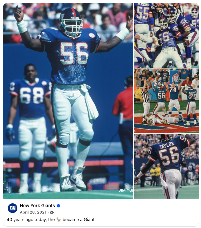elo_bajo's tweet image. "40 years ago today, the 🐐became a Giant" #bigblue