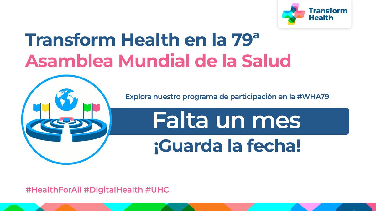 TH_health_MX's tweet image. 📣 ¡@Trans4m_Health estará en la #WHA79!

Un espacio clave para avanzar en gobernanza de datos, inversión en salud digital, liderazgo juvenil y #UHC. Seguimos impulsando sistemas de salud más equitativos y conectados. 🌐

🔗 Agenda: bit.ly/4daOUE2