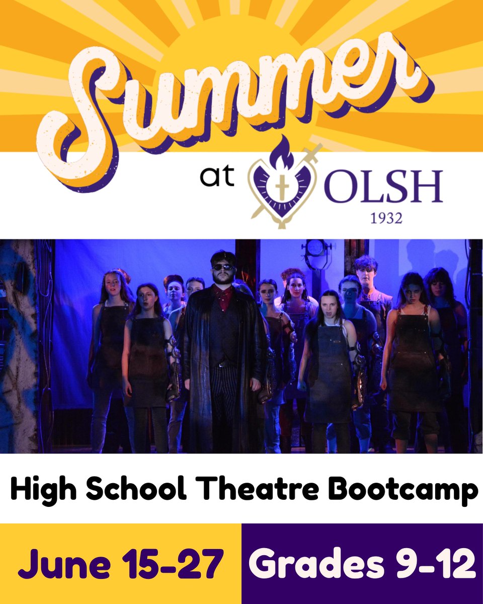 OLSH_HighSchool's tweet image. Get theatrical this summer with the OLSH Theatre Summer Camp! 🎭✨ With a level for everyone, it’s the perfect place to learn, create, and shine on stage. Don’t miss out on the fun!

#OLSH #OLSHTheatre #SummerCamp #TheatreCamp #PerformingArts