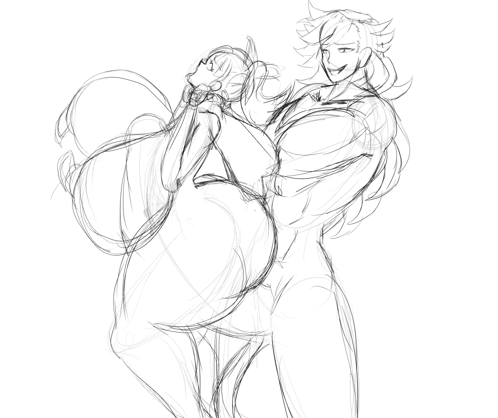 Plumtro's tweet photo. Kanao vs Douma sketch https://t.co/KZez3waiyH