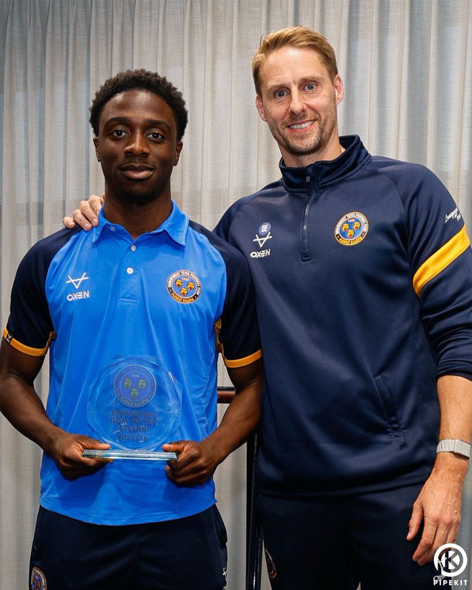 shrewsburytown's tweet photo. Winning Goal of the Season with his thunderbolt against Fleetwood, Ismeal Kabia ☄️🏆 https://t.co/vogdfXVOLl