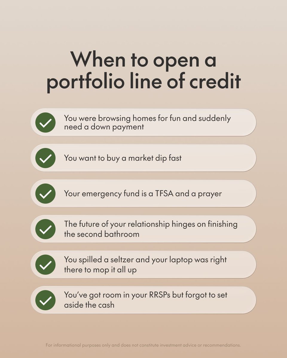 Wealthsimple's tweet photo. Is a portfolio line of credit right for you? Here are some reasons for and against. https://t.co/5kLEGmkZjX